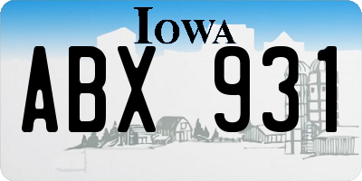 IA license plate ABX931