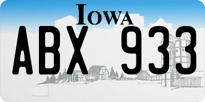 IA license plate ABX933