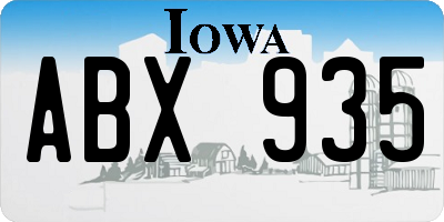 IA license plate ABX935