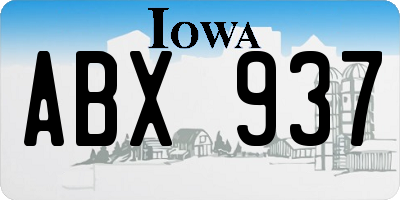 IA license plate ABX937