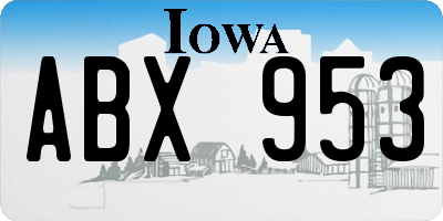 IA license plate ABX953
