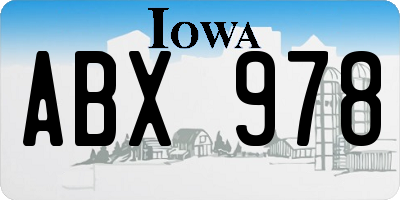 IA license plate ABX978