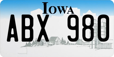 IA license plate ABX980