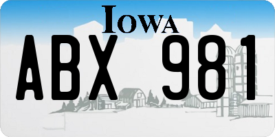 IA license plate ABX981