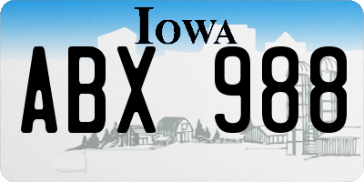IA license plate ABX988