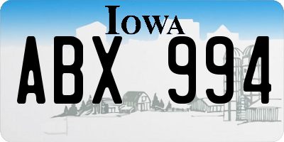 IA license plate ABX994