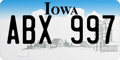 IA license plate ABX997