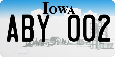IA license plate ABY002