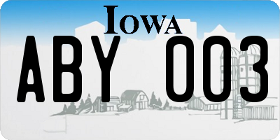 IA license plate ABY003