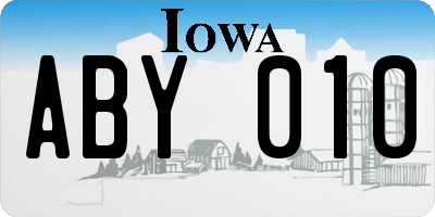IA license plate ABY010