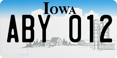 IA license plate ABY012