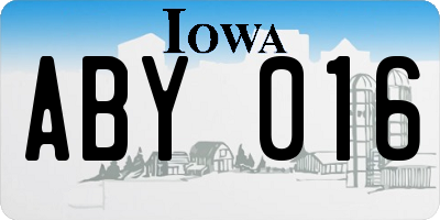 IA license plate ABY016
