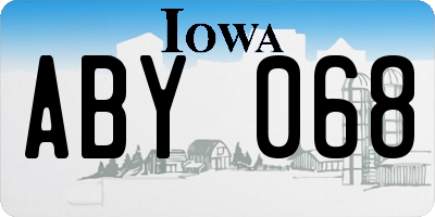 IA license plate ABY068