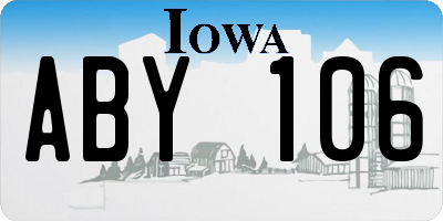 IA license plate ABY106