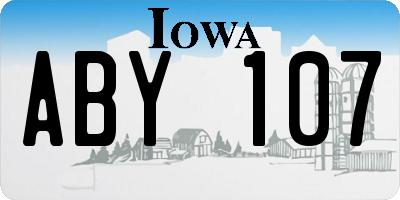 IA license plate ABY107