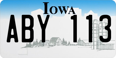 IA license plate ABY113