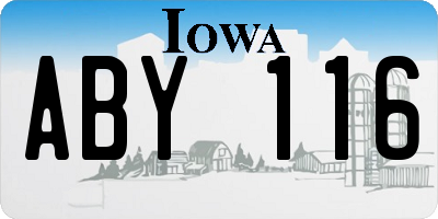 IA license plate ABY116