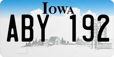 IA license plate ABY192