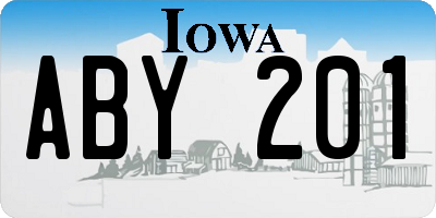 IA license plate ABY201