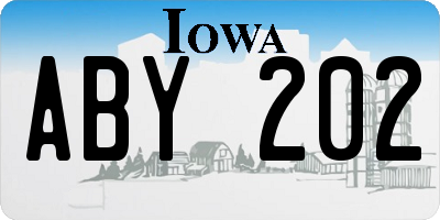 IA license plate ABY202