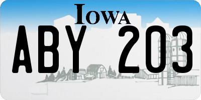IA license plate ABY203