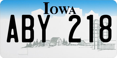 IA license plate ABY218