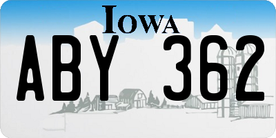 IA license plate ABY362