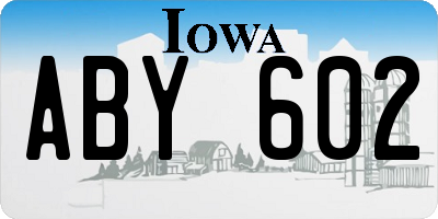 IA license plate ABY602