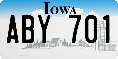 IA license plate ABY701