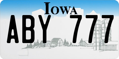 IA license plate ABY777