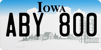 IA license plate ABY800
