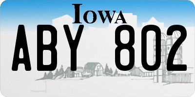 IA license plate ABY802