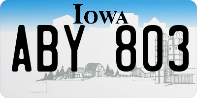 IA license plate ABY803
