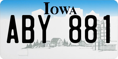 IA license plate ABY881