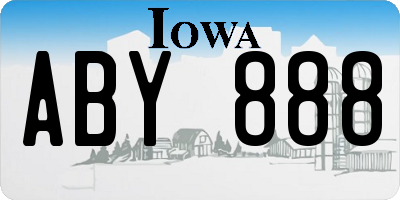 IA license plate ABY888