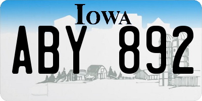 IA license plate ABY892