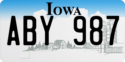 IA license plate ABY987