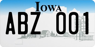 IA license plate ABZ001