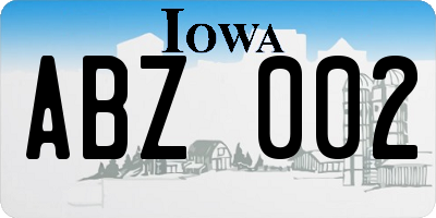 IA license plate ABZ002