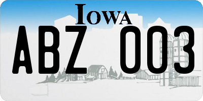 IA license plate ABZ003