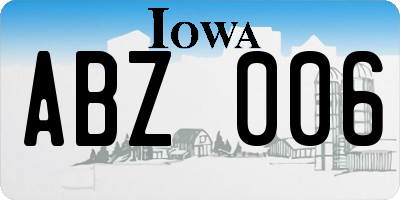 IA license plate ABZ006
