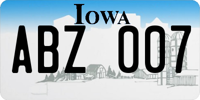IA license plate ABZ007