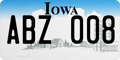 IA license plate ABZ008