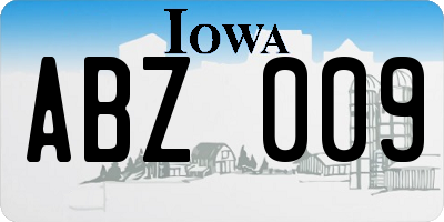 IA license plate ABZ009