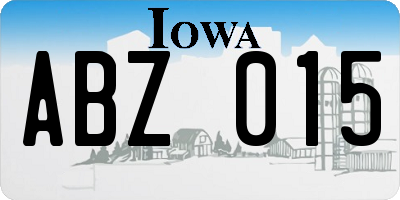 IA license plate ABZ015
