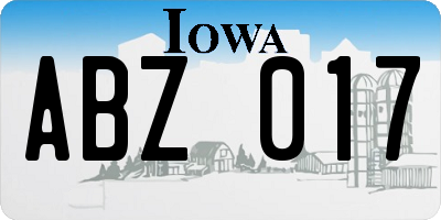 IA license plate ABZ017