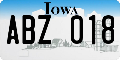 IA license plate ABZ018