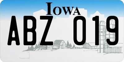 IA license plate ABZ019