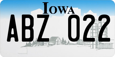 IA license plate ABZ022