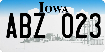 IA license plate ABZ023